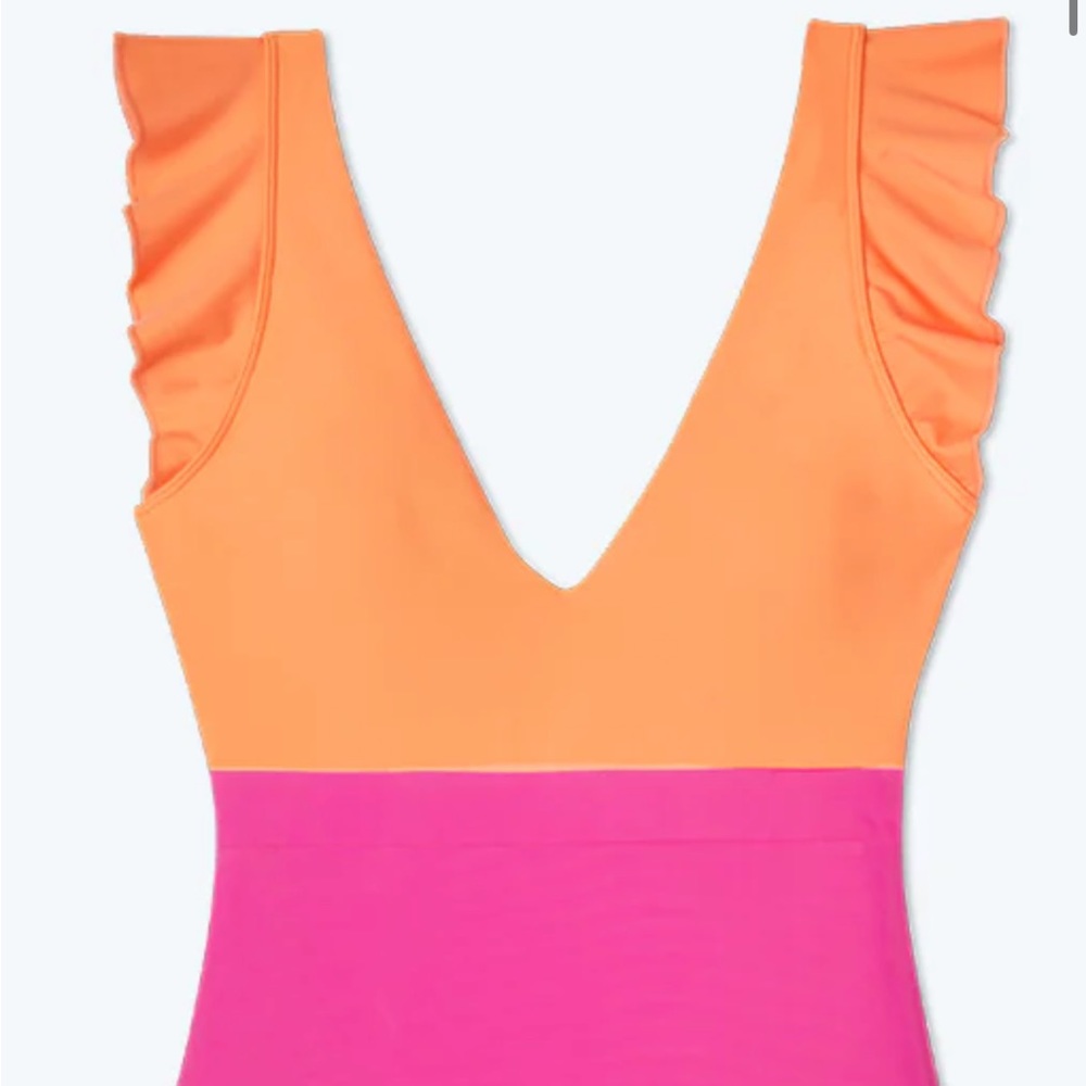Summersalt The Ruffle Backflip, Size 12- Hibiscus and Tangerine